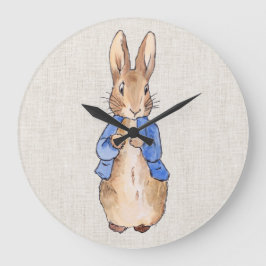 ベージュリネン背景付きピーター ラージ壁時計