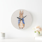 ベージュリネン背景付きピーター ラージ壁時計 (ホーム)