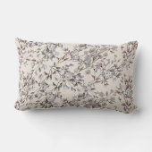 ベージュリネン&グレイエレガントディナティフローラルパターン ランバークッション (裏面)