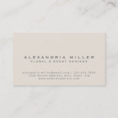 ベージュリネン&グレイエレガントディナティフローラルパターン 名刺 (裏面)