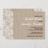 ベージュリネン&ホワイトフローラレース招待状2 招待状 (正面/裏面)