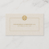 ベージュリネン&金ゴールドロゴ&タイポグラフィ 名刺 (正面)