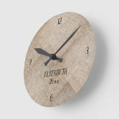 ベージュリパーソナライズされたンフェイクネン ラウンド壁時計 (傾斜)