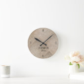 ベージュリパーソナライズされたンフェイクネン ラウンド壁時計 (ホーム)