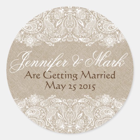 ベージュリフェイクネンバーラップ&ホワイトペイズリーレース ラウンドシール (正面)