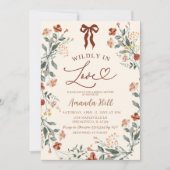 ベージュリボンワイルドフラワーブライダルシャワー 招待状 (正面)