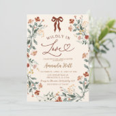 ベージュリボンワイルドフラワーブライダルシャワー 招待状 (スタンド正面)
