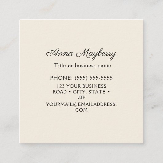 ベージュルビーの喉のあるハミングバードスクエアビジネスカ スクエア名刺 (裏面)