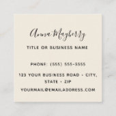 ベージュルビーの喉を張ったハミングバード スクエア名刺 (裏面)