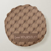 ベージュレザーフェイク表皮モノグラカスタムム ラウンドクッション (裏面)