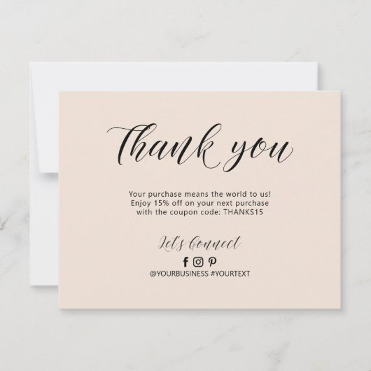 ベージュレタリングビジネスパッケージサンキューカード サンキューカード (正面)