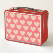 ベージュレッドかわいいシンプルハートパターン メタルランチボックス (裏面)