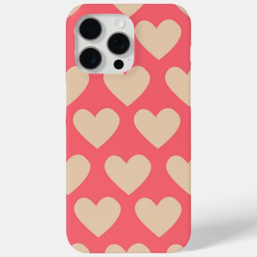 ベージュレッドかわいいシンプルハートパターン Case-Mate iPhoneケース (裏面)