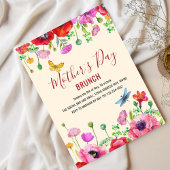 ベージュレッドウォーターカラーフローラマザーズデイブランチ 招待状