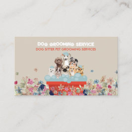 ベージュレッドドッググルーミングバスベッドフローラ 名刺