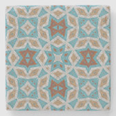 ベージュレッドブラウンオレンジアクアブルートライバル ストーンコースター (正面)