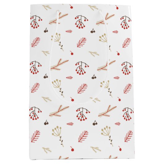 ベージュレッドホリーベリーホリデーミディアム抱き枕 ミディアムペーパーバッグ (正面)