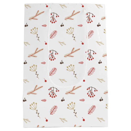 ベージュレッドホリーベリーホリデーミディアム抱き枕 ミディアムペーパーバッグ (裏面)