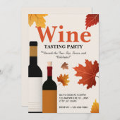 ベージュレッド ヴィンテージ オータム ワイン テイスティング パーティー 招待状 (正面/裏面)