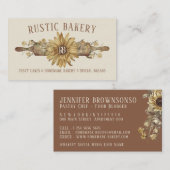 ベージュレトロウッド転がズピンヒマワリベーカリー 名刺 (正面/裏面)