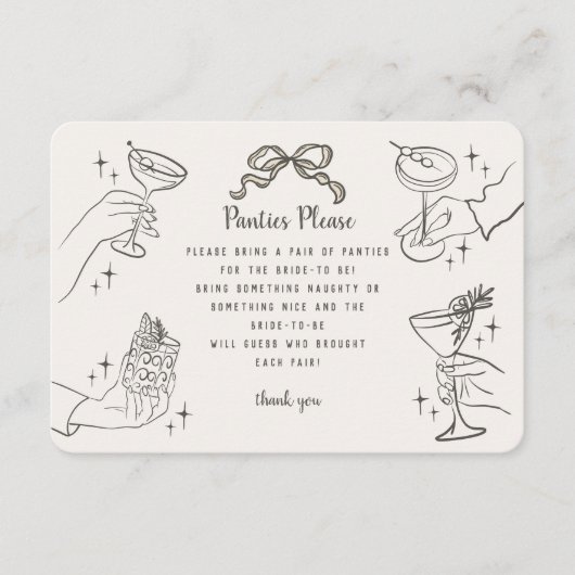 ベージュレトロカクテルパーティーパンティ挿入 エンクロージャーカード (正面)