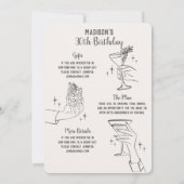 ベージュレトロカクテルパーティーブライダルシャワー招待状 (裏面)