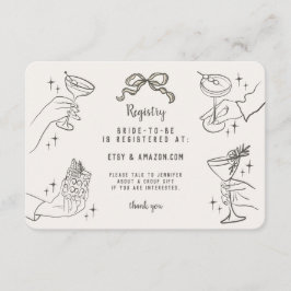ベージュレトロカクテルパーティーブライダルレジストリの挿入 エンクロージャーカード