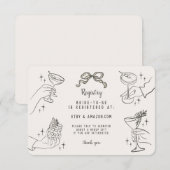 ベージュレトロカクテルパーティーブライダルレジストリの挿入 エンクロージャーカード (正面/裏面)