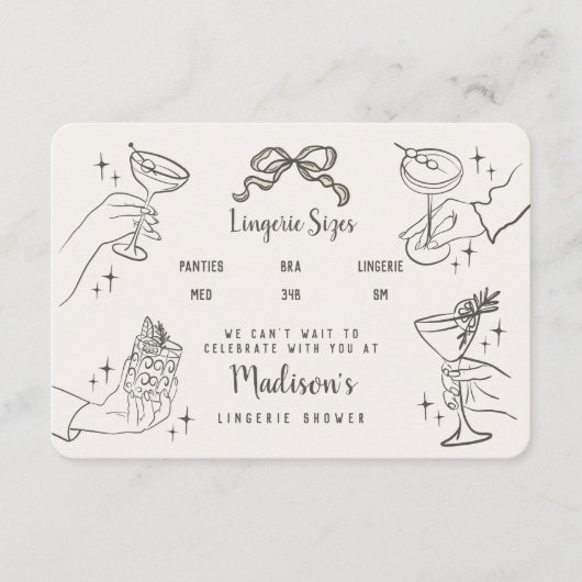 ベージュレトロカクテルパーティーランジェリーサイズインサート エンクロージャーカード (正面)