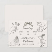 ベージュレトロカクテルパーティーランジェリーサイズインサート エンクロージャーカード (正面/裏面)