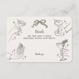 ベージュレトロカクテルパーティー詳細招待状挿入 エンクロージャーカード