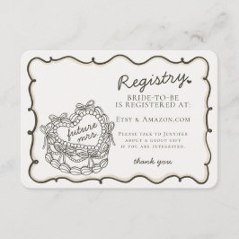ベージュレトロハートコケットケーキレジストリ挿入 エンクロージャーカード