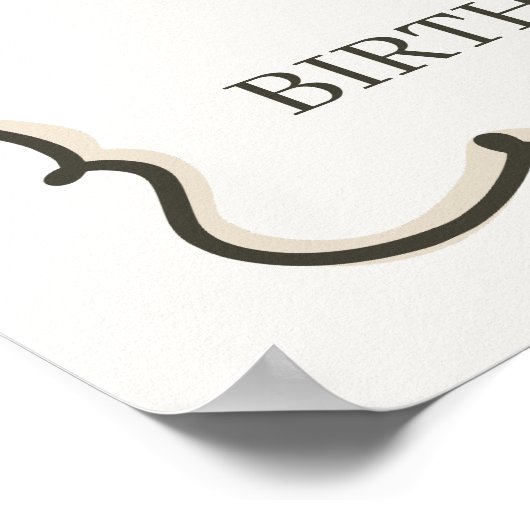 ベージュレトロハートコケットケーキ誕生日ウェルカム ポスター (角)