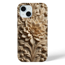 ベージュレリーフ、 浮き彫り開花iPhone / iPadケース