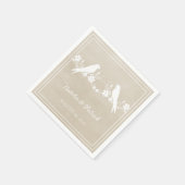 ベージュロベバード結婚フローラ紙ナプキンス スタンダードカクテルナプキン (角)