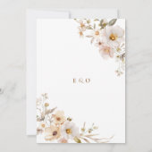 ベージュワイルドフラワーニュートラルボホエレガントな結婚式 招待状 (裏面)