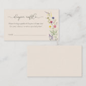 ベージュワイルドフラワーフローラおむつラッフルベビーシャワー エンクロージャーカード (正面/裏面)