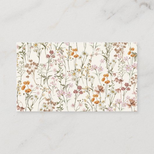 ベージュワイルドフラワーブライダルシャワーレシピ共有 エンクロージャーカード (裏面)