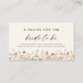 ベージュワイルドフラワーブライダルシャワーレシピ共有 エンクロージャーカード (正面)