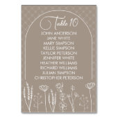 ベージュワイルドフラワーボヘミアン結婚アーチ テーブルナンバー (正面)