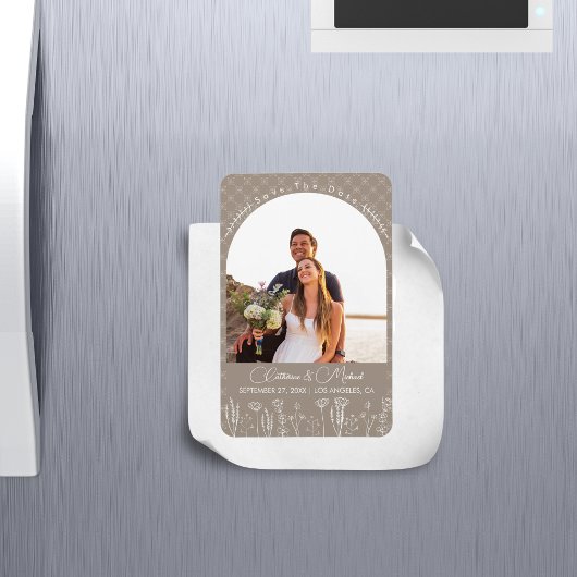 ベージュワイルドフラワーボヘミアン結婚アーチ マグネット