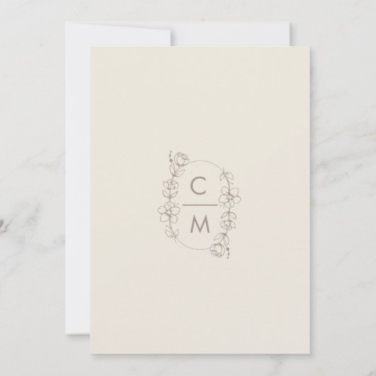 ベージュワイルドフラワーボヘミアン結婚アーチ 招待状 (裏面)