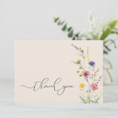 ベージュワイルドフラワー春フローラベビーシャワー サンキューカード (スタンド正面)