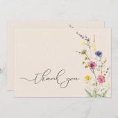 ベージュワイルドフラワー春フローラベビーシャワー サンキューカード (正面/裏面)