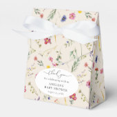 ベージュワイルドフラワー春フローラベビーシャワー フェイバーボックス (正面サイド)