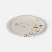 ベージュワイルドフラワー春フローラベビーシャワー ペーパープレート (アングル)