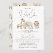 ベージュワイルドワンモダンサファリベイビーシャワー 招待状 (正面/裏面)