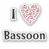 ベージュン 赤いハート 音符 ビニール シール (正面)