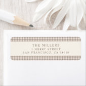 ベージュヴィンテージジンガムクリスマス住所 シール (インサイチュ)