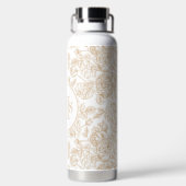 ベージュヴィンテージバラフラワーパターン ウォーターボトル (背面)